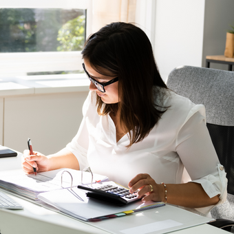 Esthetician doing bookkeeping